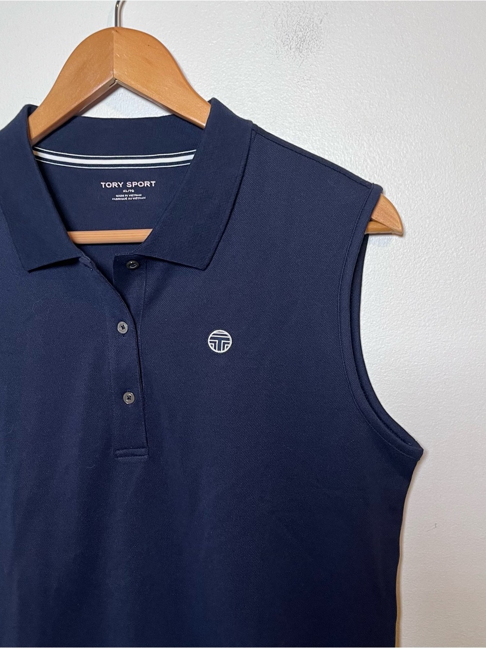 Tory Burch Sport Classic Tech Pique Sleeveless Polo Top Size XL Blue Golf Active - Picture 4 of 8